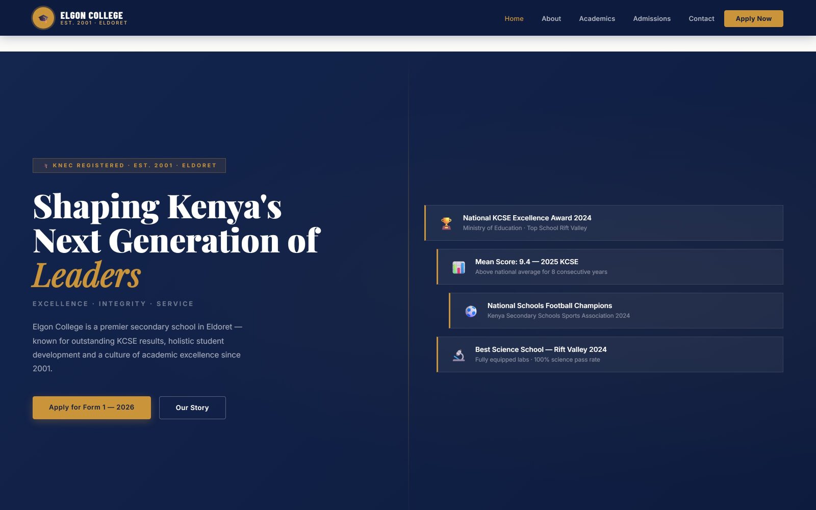 Elgon College: Secondary School Template